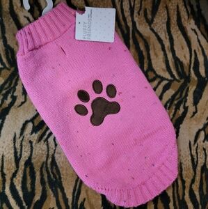 Pet Sweater Dog or Cat Pink w/ Paw Print  SM EA. New w/ Tag!